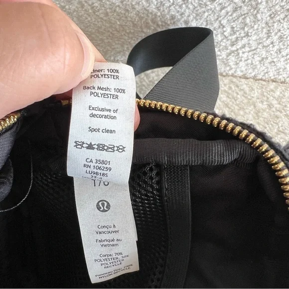 Lululemon Everywhere Fleece Black Belt‎ Bag Gold Hardware Purse